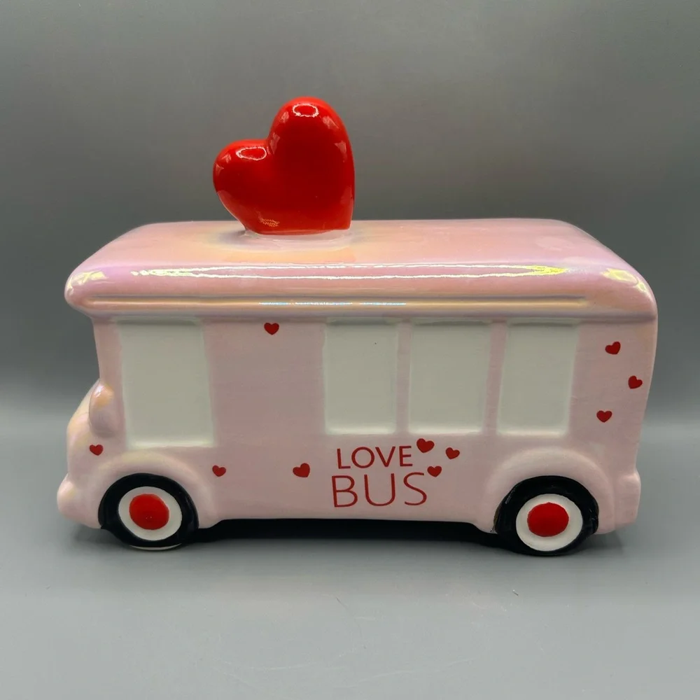 Target 2025 Spritz Valentine Heart Ceramic LOVE BUS Pink Iridescent Figurine NEW